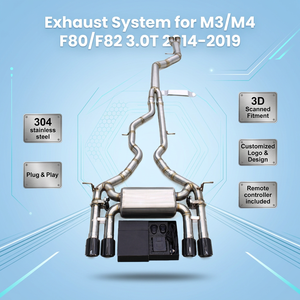 Tuyau d'échappement à montage direct pour M3/M4 F80/F82 3.0T 2014-2019 Boska, silencieux cat-back avec tube intermédiaire simple de 3,5 pouces et contrôleur - Product Image 1