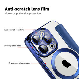 Étui pour téléphone portable en cuir galvanisé magnétique sans fil pour Samsung Galaxy S24 Plus S23 FE <span class=keywords><strong>S22</strong></span> <span class=keywords><strong>Ultra</strong></span> Phone Bag Pouch - Product Image 5