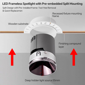 Hiện Đại Led Spotlight Nhúng Trần Chống Lóa 2700K 3200K 20W 220-240V Có Thể Điều Chỉnh Trong Nhà Tủ Bếp Không Khung <span class=keywords><strong>Trimless</strong></span> - Product Image 5