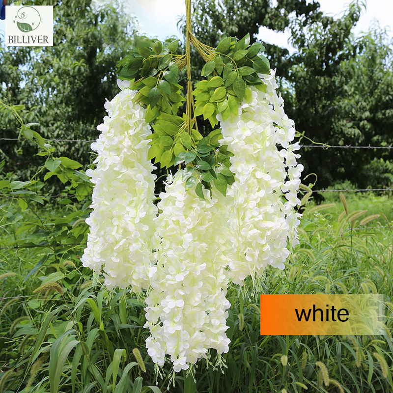 Wholesale Wisteria Hanging Flowers Silk Wisteria Flower Artificial Home  Garland Wedding Top White Wisteria Fake Flowers