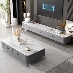 Mobile TV Moderno in Legno con Gambe in Acciaio, Tavolino Porta TV con Vano Contenitore, Tavolino da Caffè per Arredamento Soggiorno - Product Image 5