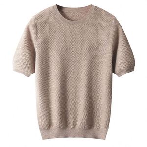 Suéter de Punto Personalizado para Hombre, Jersey de Lana Pura, Camiseta Casual de Manga Corta, Suéter Pullover, Fabricante de Suéteres de Punto para Hombre - Product Image 2