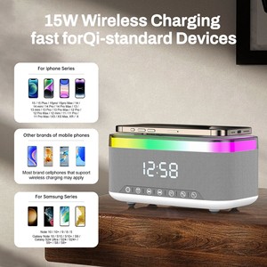 Haut-parleur à charge sans fil, mini lampe de nuit portable <span class=keywords><strong>avec</strong></span> éclairage LED RVB, puissance de sortie 15W pour home cinéma et téléphone portable - Product Image 2