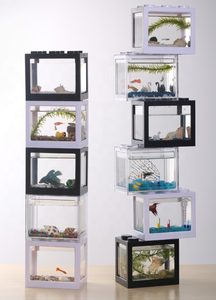 ตู้ปลาขนาดเล็กแบบตั้งโต๊ะ DIY ทำจากพลาสติก ตู้ปลาขนาดเล็กแบบสร้างสรรค์สำหรับสำนักงาน อะคริลิค <span class=keywords><strong>60</strong></span> ตู้ปลาและอุปกรณ์เสริม 200 กรัม - Product Image 5