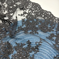 Tissu en dentelle cordonnée florale brodée fantastique de 34 cm avec sequins pour vêtements LT2919B