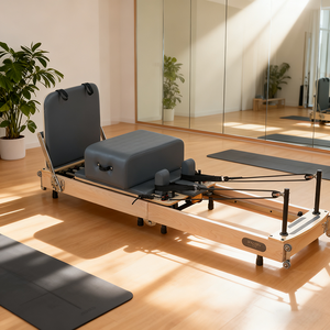 Máquina de <span class=keywords><strong>Pilates</strong></span> Plegable de Madera de Roble y Haya, Personalizable en Varios Colores, Duradera, Saludable y Portátil, Equipo de Entrenamiento de Yoga Ajustable - Product Image 3