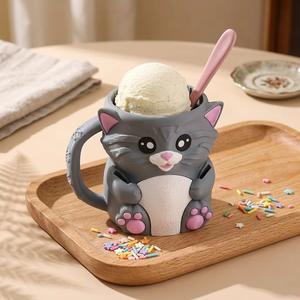 Coppa per Gelato a Forma di Gatto Stampata in 3D, Ciotola Multifunzionale per Snack a Forma di Animale Carino - Product Image 1