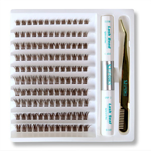 Kit d'extension de cils DIY avec cils segmentés marron et bouquets de cils mixtes, faux cils en grappes <span class=keywords><strong>pour</strong></span> la maison et le salon - Product Image 6