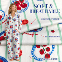 Tissu tricoté jacquard pointelle côtelé imprimé fruits 96,5 % polyester 3,5 % élasthanne pour pyjamas, robes et vêtements féminins – Direct Usine
