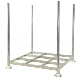 Marco de apilamiento galvanizado en caliente, soporte de cuatro postes, estante de paleta de apilamiento duradero - Product Image 1
