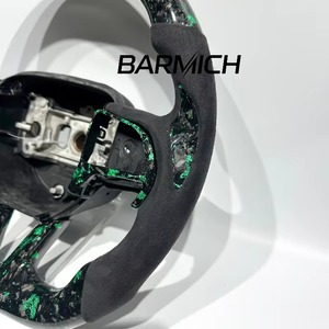 Volante Deportivo Barmich Verde de Fibra de Carbono Forjada y Cuero con Agarre de 35 mm Compatible con Charger RT Durango - Product Image 3