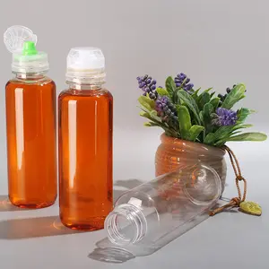 R 2023新380毫升食品级宠物塑料蜂蜜糖浆挤压瓶带翻盖的塑料挤压酱瓶