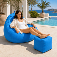 Großhandel Lazy Sofa Sitzsack-Set Vakuumkomprimiert Wasserdicht Nautisch Hellblau mit Ottoman für Garten und Terrasse