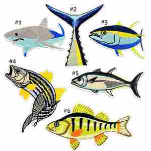 Parches Bordados Termoadhesivos para Entusiastas de la Pesca: Tiburón, Lubina, Atún - Product Image 2