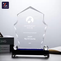 Nouvelle conception de plaque en cristal avec impression de lettres, trophée transparent fait main et écologique avec base noire pour la rentrée scolaire