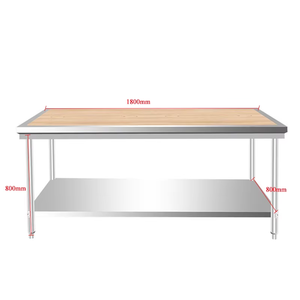 Plan <span class=keywords><strong>de</strong></span> travail en bois à bords en acier inoxydable personnalisable, panneaux épaissis, robuste et durable, table <span class=keywords><strong>de</strong></span> pétrissage <span class=keywords><strong>de</strong></span> qualité alimentaire - Product Image 3