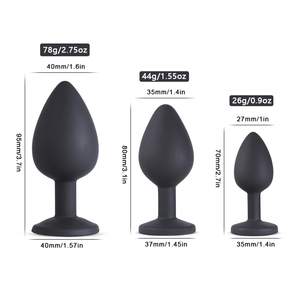 Tapones Anales <span class=keywords><strong>de</strong></span> Silicona <span class=keywords><strong>de</strong></span> Color Negro con Joyas, Juguetes <span class=keywords><strong>de</strong></span> Entrenamiento Anal, Juegos Sexuales, Masajeador Personal para Mujeres, Hombres, Parejas y Amantes - Product Image 2
