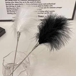 Pasador para el Cabello con Plumas Blancas y Negras, Estilo Chino Moderno, Simple e Innovador, Accesorio para el Cabello Hanfu, Joyería para Mujer - Product Image 2