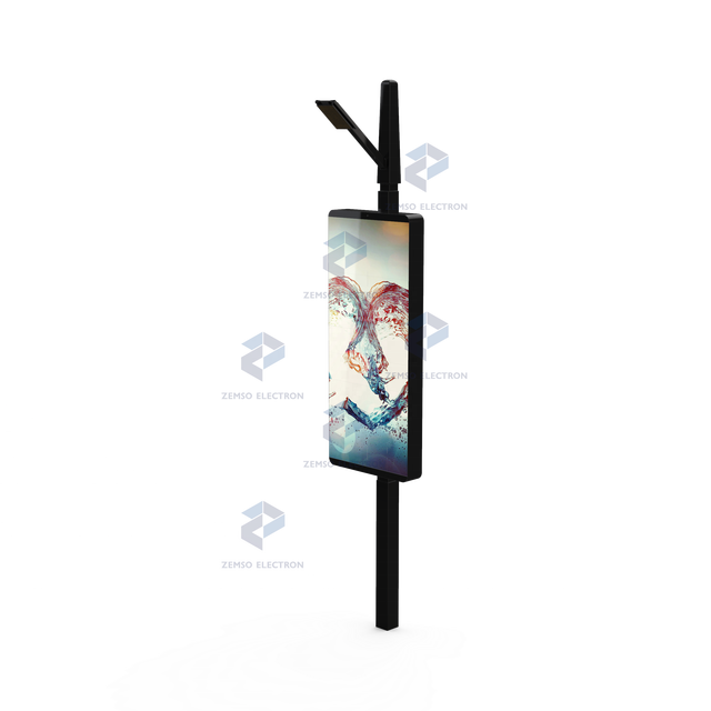 Outdoor Solar Full Color Lamp Post Digital Signage Street LED Light Pole Advertising Display