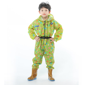 Combinaison de pluie imperméable une pièce de haute qualité pour enfants avec bottes intégrées, combinaison de pêche et de jeu pour enfants - Product Image 5