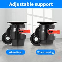 Roulettes de nivellement robustes en fer et nylon, capacité 2200 LBS, bras à cliquet 60F, pour établi rétractable et machine industrielle