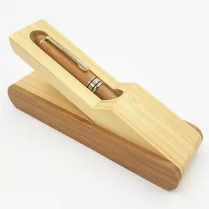 Caneta dobrável de bambu, ecológica, eco-amigável, personalizada, logotipo gravado, caneta esferográfica de bambu com caixa de bambu