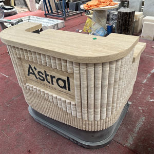 Bancone Reception in Marmo per Negozio di Abbigliamento Femminile di Lusso, Cassa di Lusso, Piccolo Bancone Bar, Scrivania Frontale in Pietra Naturale - Product Image 1