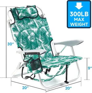 Aluminum Custom Print Foldable Tommy Bahama Folding 5 Positions Recliner Beach Camping Chair Lounger Bed With Cooler Bag