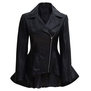 शैली में छोटे सुइड डेनिम सेक्सी शेर्पा बमवर्षक ब्लू टॉप की सवारी करने वाली शेर्पा बॉम्बर हुडी डिजाइन जिपर महिला चमड़े की जैकेट - Product Image 3