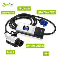 Station de charge Zencar Type 1 EV Portable 32A 7kW Mode de chargeur de voiture de véhicule électrique 2 EVSE avec option APP Wifi pour voitures EV