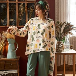Custom <b>Summer</b> Lady Sleepwear Pajamas Womens 100% Cotton Cute Printed Night Gown Ladies Sleepwear - Product Image 5