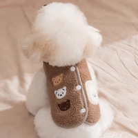 CWFS953 Gilet T-shirt pour chien en coton uni, doux et respirant, motif ours mignon, vêtements chauds d'hiver pour chiots, vêtements d'extérieur pour petits chiens, OEM
