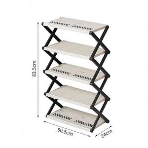 <span class=keywords><strong>Zapatero</strong></span> Simple multicapa PP sin montaje plegable a prueba de polvo para el Hogar, baño, estilo crema, estante para zapatos de almacenamiento - Product Image 1