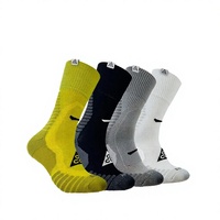 Chaussettes de football en coton pour jeunes, tricotées, antidérapantes, séchage rapide, avec revers personnalisé, grip en tissu éponge, directement du fabricant
