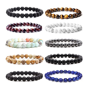 สร้อยข้อมือหินธรรมชาติบำบัดพลังงานจักระ ฮวงจุ้ย หินแท้ ไทเกอร์อาย สำหรับผู้ชายและผู้หญิง - Product Image 1