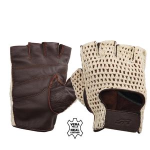 Vintage Brown <b>Fingerless</b> Mesh <b>Gloves</b> - Product Image 1