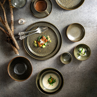 Vaisselle en céramique réactive verte de haute qualité vaisselle en porcelaine vaisselle plats de restaurant vaisselle soucoupe à soupe ensemble de bol durable