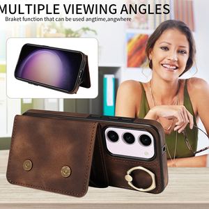 Funda Retro con Ranuras para Tarjetas y Anillo de Soporte para Samsung Galaxy S24 Plus Ultra A05 A05S A15 A25 A35 A55 5G, Cubierta Trasera de Cuero - Product Image 5
