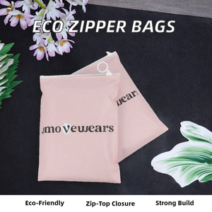 Custom LOGO Transparent PE Frosted Black Zipper Bag Eco-Friendly PE <b>Plastic</b> <b>Packaging</b> for T-Shirts Hoodies Shoes Socks - Product Image 2