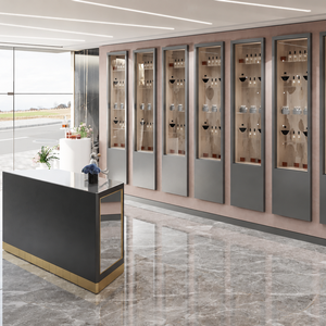 Comptoir d'exposition moderne pour parfumerie, aménagements personnalisés pour magasin de cosmétiques, étagères murales en bois, design intérieur de vente au détail - Product Image 1
