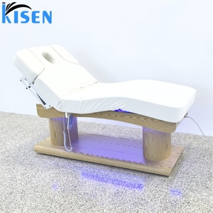 Kisen Fashion Grain Wooden Style Beauty <b>Bed</b> Luxury Electric Adjustable <b>Lash</b> Chair Thai Massage <b>Table</b> Multi-motor Furniture - Product Image 2