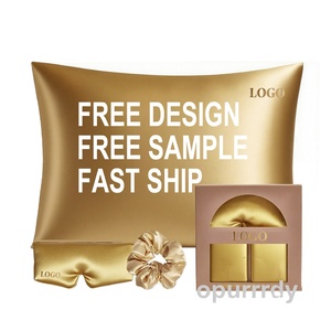 Custom Logo Silk Pillowcase Sleeping <b>Eye</b> Maskes Elastic Headband Satin Pillow Washable Luxury Pillowcase Box <b>Eye</b> <b>Cover</b> Gift Sets - Product Image 1