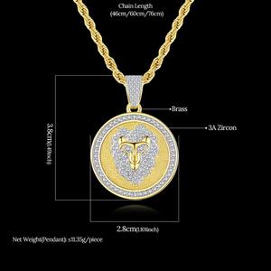 JINSE Leo <strong>Constel</strong> Lation Pendant <strong>Necklace</strong> Men's Gold Color Micro Pave Bling Zircon Charm <strong>Necklace</strong> Free Rope Chain Hiphop Jewelry - Product Image 4