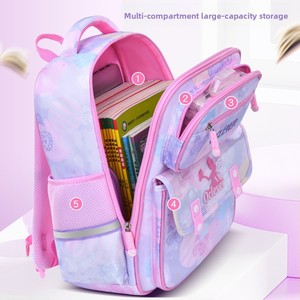 Nouveau modèle de sac à dos scolaire unisexe pour les classes de la 1ère à la 6ème, léger, réduisant la charge, résistant à l'eau, en nylon, dessin animé - Product Image 3