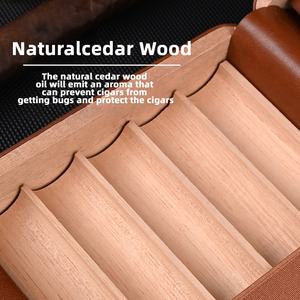 Custom Portable 7 Cigar Case Humidor de Couro Box com Built-<span class=keywords><strong>in</strong></span> Hidratante Agente Slot Lacquer Technics <span class=keywords><strong>Travel</strong></span> Humidor - Product Image 3