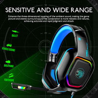 Headphone Olahraga Elektronik RGB, Headset Gaming Bass Dalam Ringan 2.3 Meter