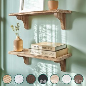 <b>Wall</b> <b>Shelves</b> Solid Wood Single Layer Rectangle <b>Wall</b> <b>Mounted</b> For Bedroom Living Room Decorative Storage <b>Shelf</b> Natural Color - Product Image 1