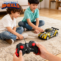 Monster Wheels Voiture de course RC haute vitesse 4 canaux à l'échelle 1:22, carrosserie en alliage avec coque lumineuse en PVC, prête à l'emploi, câble USB, jouet d'extérieur