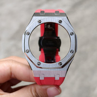 Kit de modification pour montres G-Shock GA-2100/GA-2110 pour hommes : bracelet en silicone respirant, boucle en acier inoxydable, fermoir papillon, boîtier métallique de remplacement