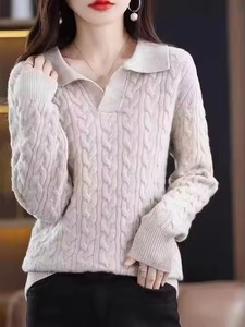 Suéteres <span class=keywords><strong>de</strong></span> Punto para <span class=keywords><strong>Mujer</strong></span> al por Mayor, Cuello Alto, Talla Grande, Estilo Deportivo Informal, Color Sólido, Edición Coreana, Serie Otoño - Product Image 5